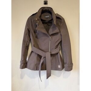 Kenneth Cole Reaction Jacket Women's Small Full‎ Zip Mock Neck Tie Waist Black